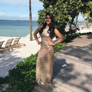 Matte Rose Gold Sequin Maxi Dress